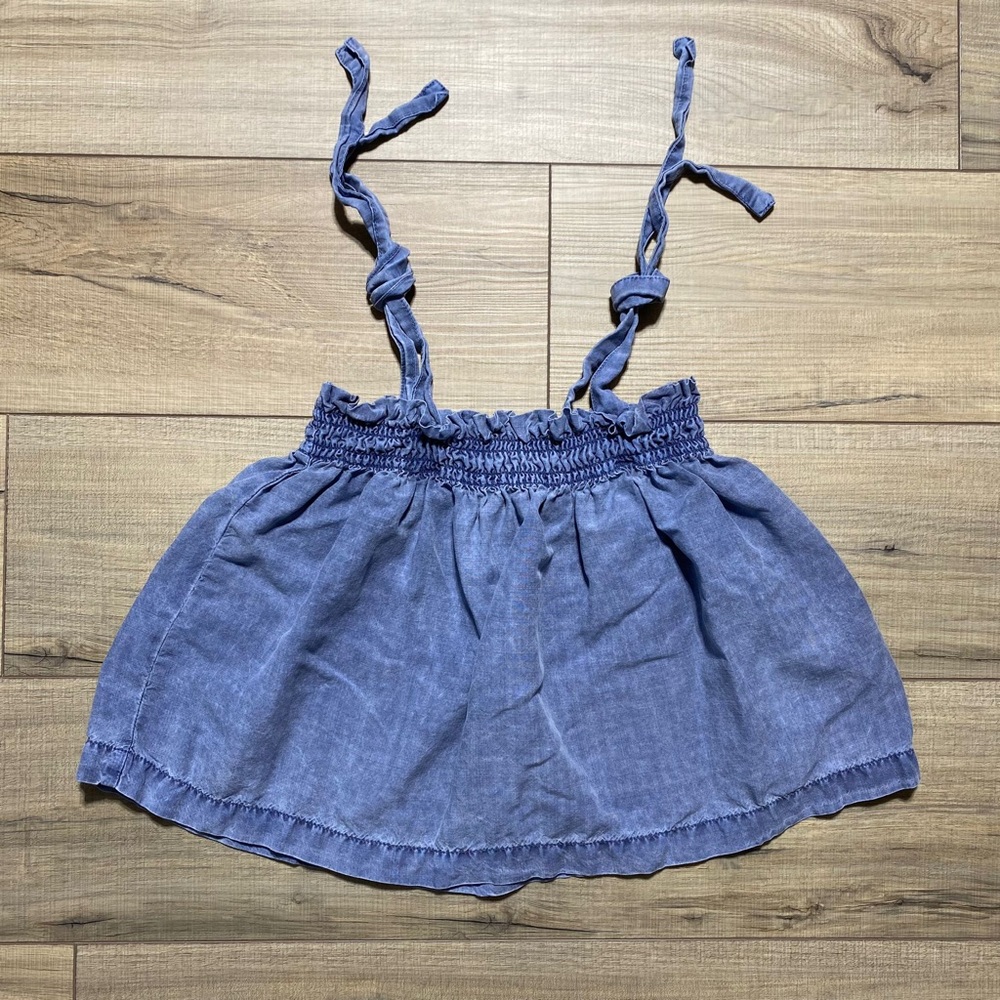 Anthropologie Cloth & Stone Womens Tie Shoulder Smocked Tank Top‎ Small Blue